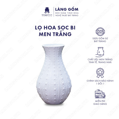 Lọ hoa Men trắng sọc bi