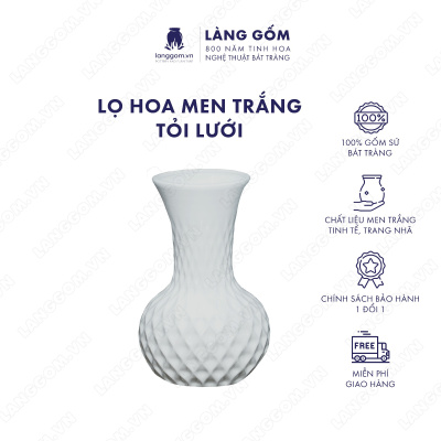 Lọ hoa Men trắng tỏi lưới