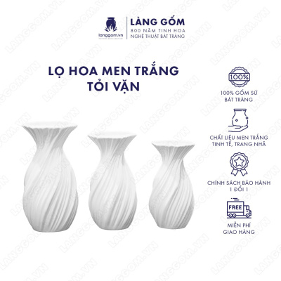 Lọ hoa Men trắng tỏi vặn