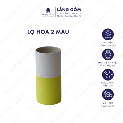 Lọ hoa Men mát 2 màu trắng vàng