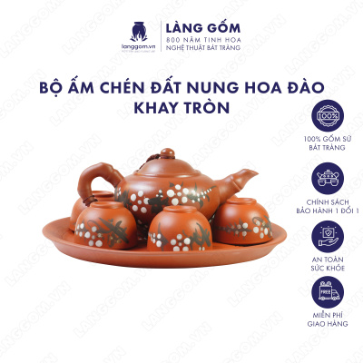 Bộ ấm chén Men mộc Hoa đào