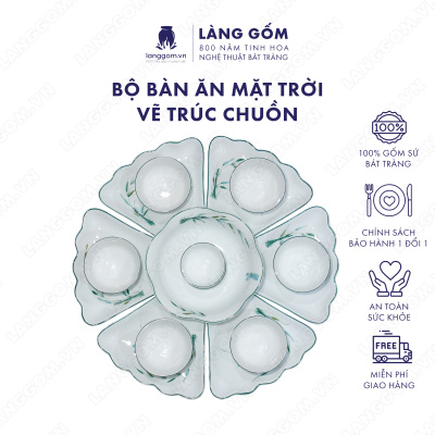 Bộ bàn ăn mặt trời vẽ trúc chuồn