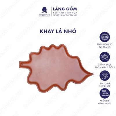 Khay lá nhỏ men mộc màu đỏ