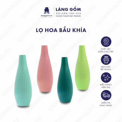 Lọ hoa Men mát bầu khía