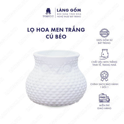 Lọ hoa Men trắng cú béo