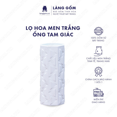 Lọ hoa Men trắng ống tam giác