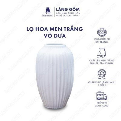 Lọ hoa Men trắng vò dưa