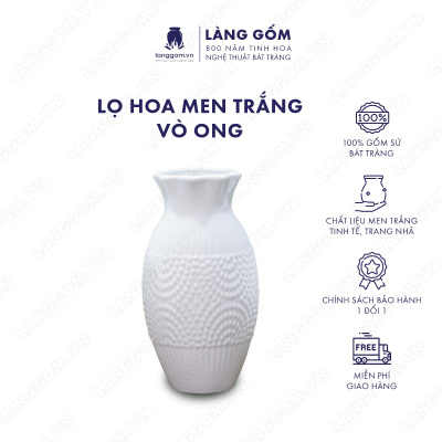 Lọ hoa Men trắng vò ong