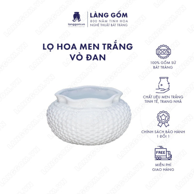 Lọ hoa Men trắng vò đan