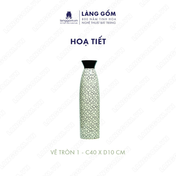 Lọ hoa Men mát họa tiết vẽ tròn, kẻ mưa