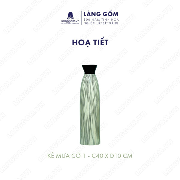 Lọ hoa Men mát họa tiết vẽ tròn, kẻ mưa