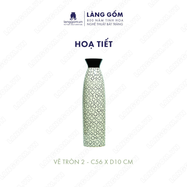 Lọ hoa Men mát họa tiết vẽ tròn, kẻ mưa