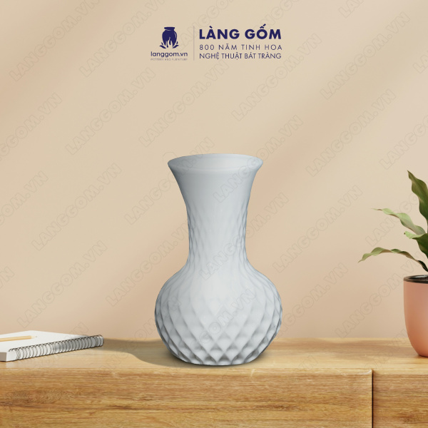 Lọ hoa Men trắng tỏi lưới