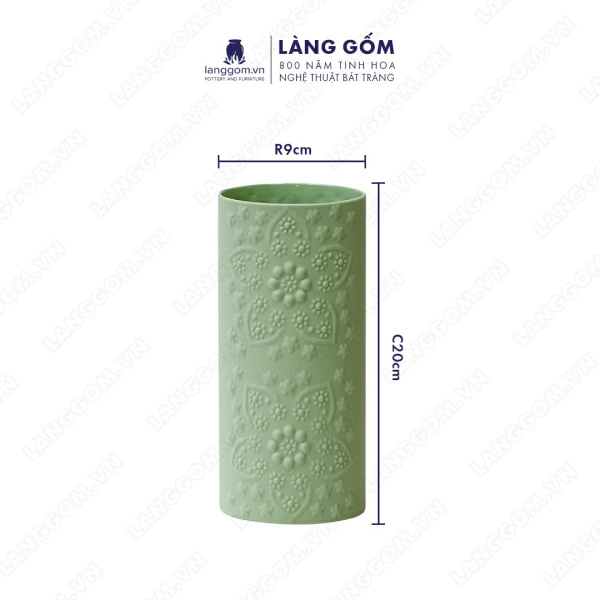 Lọ hoa Men mát đắp nổi