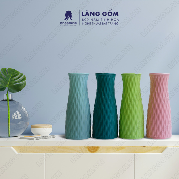 Lọ hoa Men mát giỏ đan
