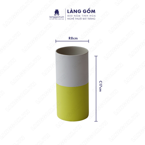 Lọ hoa Men mát 2 màu trắng vàng