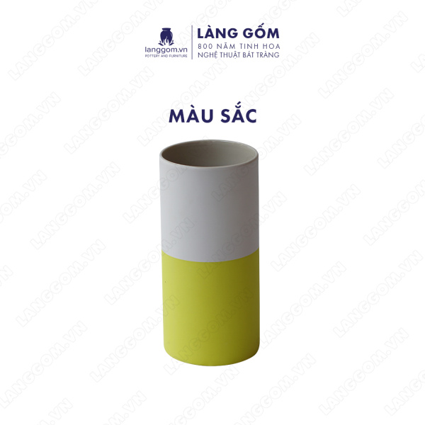 Lọ hoa Men mát 2 màu trắng vàng