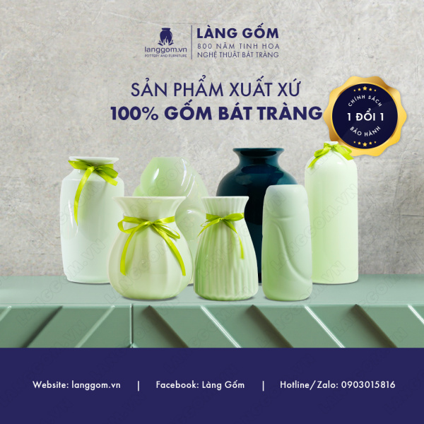 Lọ hoa Men ngọc phích cổ loe
