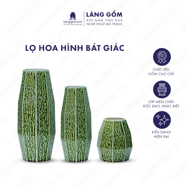 Lọ hoa Men chảy hình bát giác