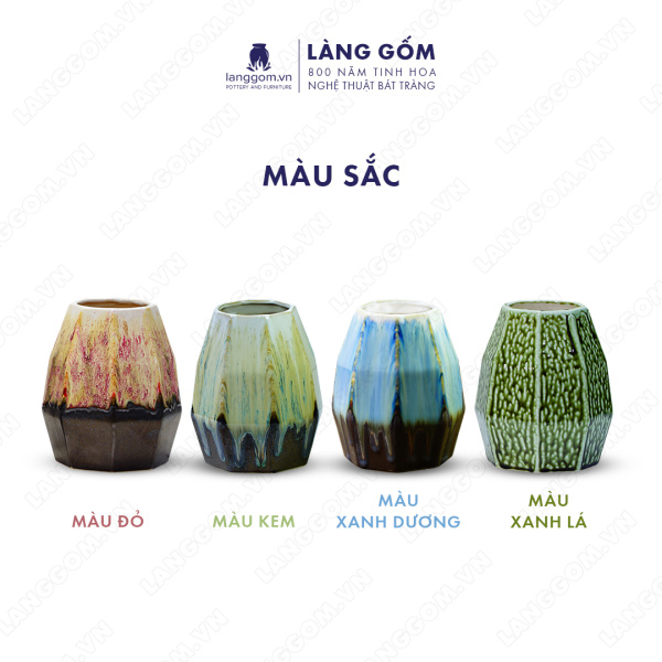 Lọ hoa Men chảy hình bát giác