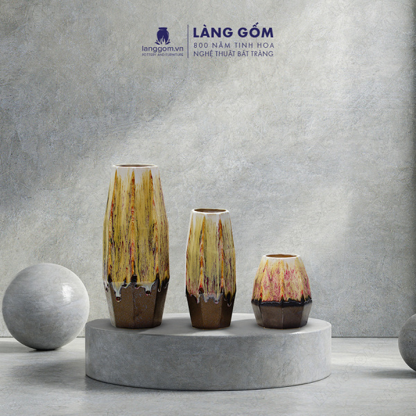 Lọ hoa Men chảy hình bát giác