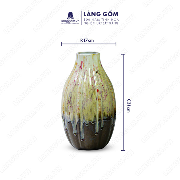 Lọ hoa Men chảy dạng múi miệng túm