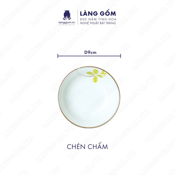 Bộ bàn ăn mặt trời men trắng họa tiết cỏ may mắn 