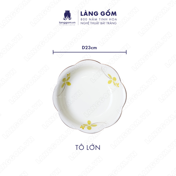 Bộ bàn ăn mặt trời men trắng họa tiết cỏ may mắn 