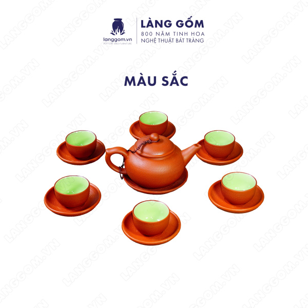 Bộ ấm chén Men mộc chóp ganh