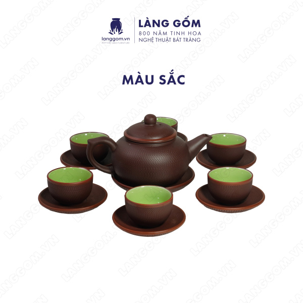 Bộ ấm chén Men mộc chóp ganh