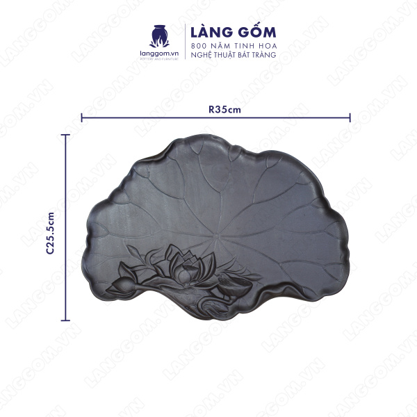 Bộ ấm chén gốc cây +  khay sen xòe Men mộc - Màu Đen