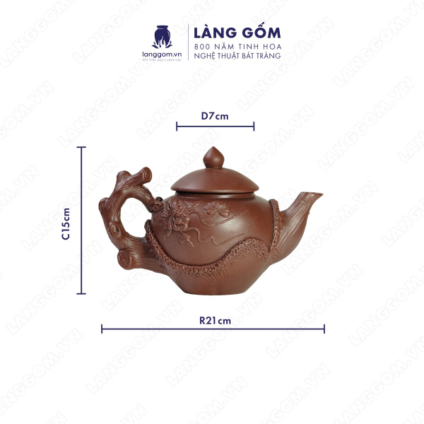 Bộ ấm chén Men mộc kiểu gốc cây màu nâu