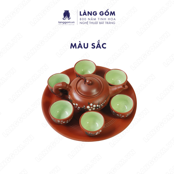 Bộ ấm chén Men mộc Hoa đào
