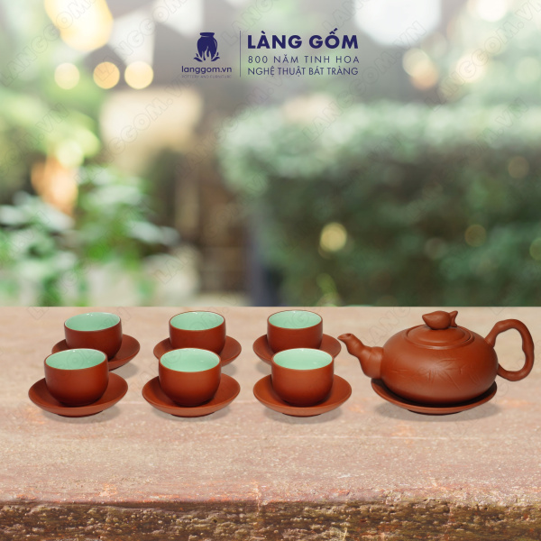Bộ ấm chén Men mộc trúc đào