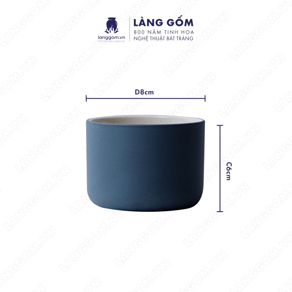 Set Cốc hình trụ không quai (lùn) 52041 - Men mát - Màu Chấm đen - Kích thước: C6 x D8 cm