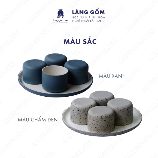 Set Cốc hình trụ không quai (lùn) 52041 - Men mát - Màu Chấm đen - Kích thước: C6 x D8 cm