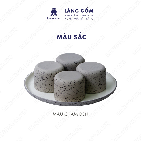 Set Cốc hình trụ không quai (lùn) 52041 - Men mát - Màu Chấm đen - Kích thước: C6 x D8 cm