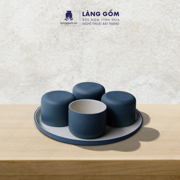 Set Cốc hình trụ không quai (lùn) 52041 - Men mát - Màu Chấm đen - Kích thước: C6 x D8 cm