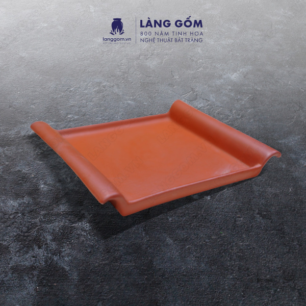 Khay vuông men mộc màu đỏ