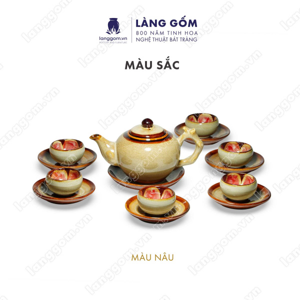 Bộ ấm chén Men hỏa biến Gốc cây - Gốm sứ Bát Tràng